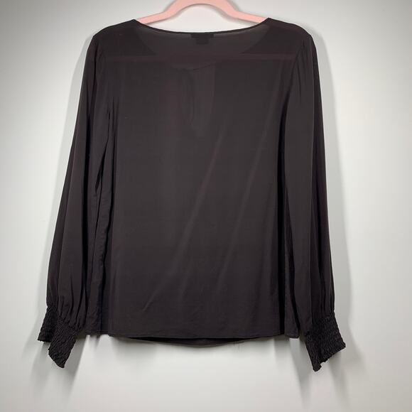 THEORY Black Long Sleeve Sheer Silk Blouse Medium - Picture 2 of 9
